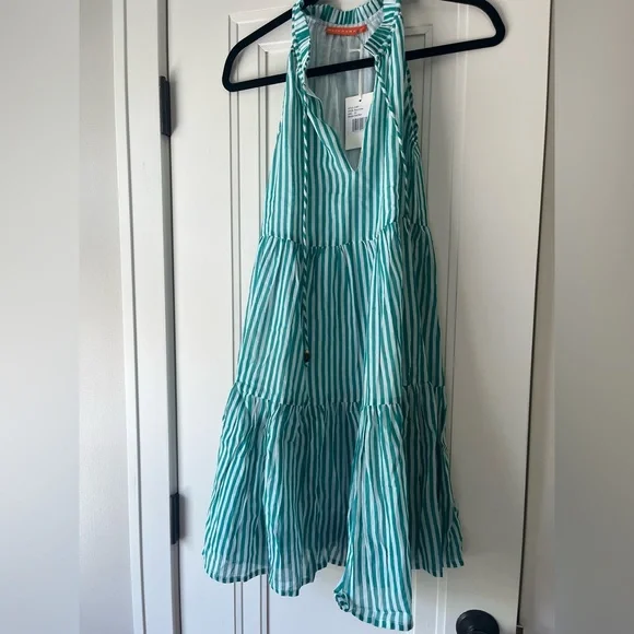 NWT Tuckernuck Oliphant 100% Cotton Sleeveless Playa Green Stripe Dress XS  - www.threedaughtersproperties.com